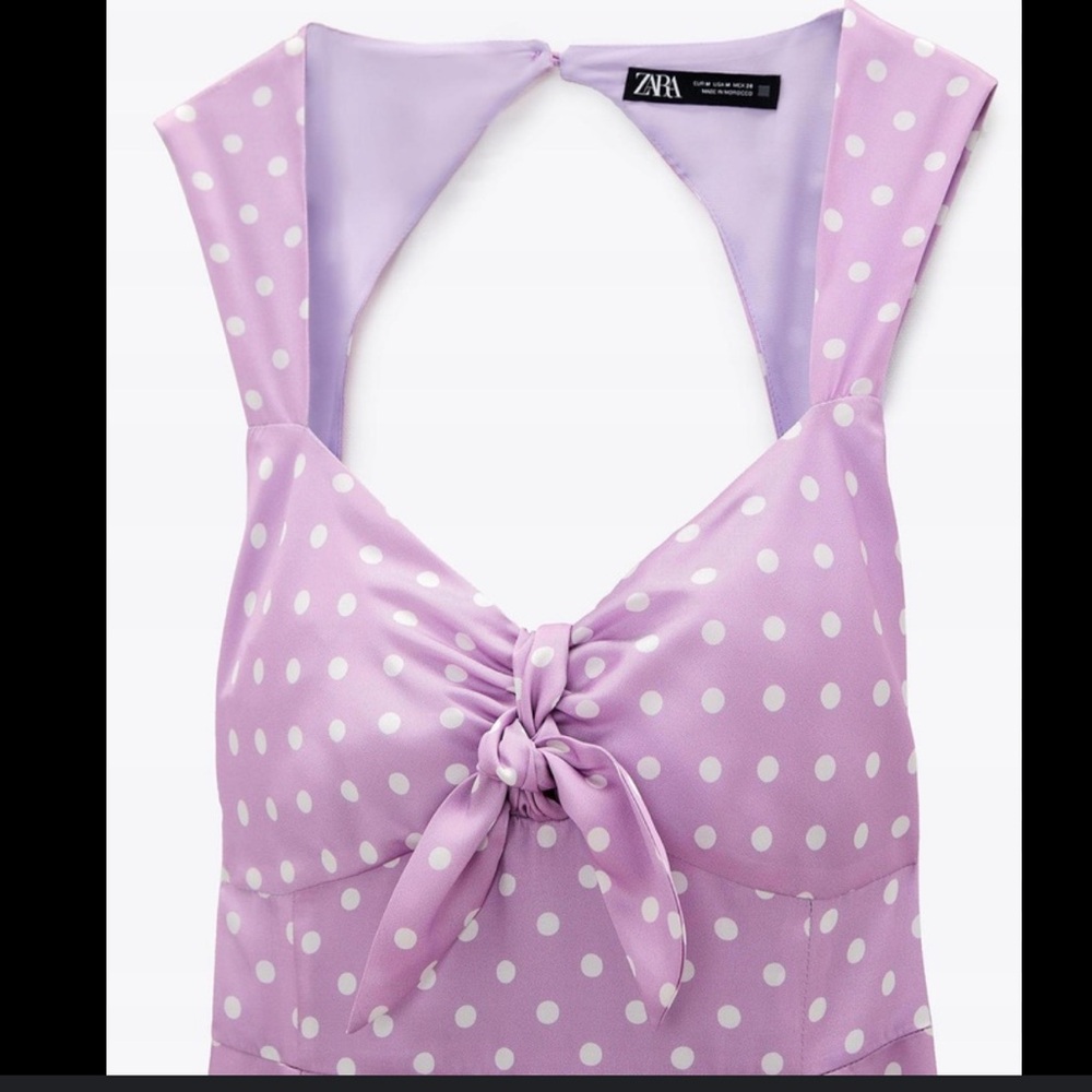 Brand new Zara Lavender Polka Dot slit Midi Dress - Picture 5 of 5
